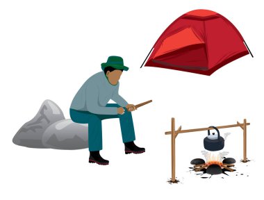 Color vector camping illustration clipart