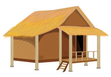 Beyaz arkaplanda saman kulübesi inşaatı