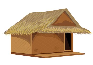 Beyaz arkaplanda saman kulübesi inşaatı