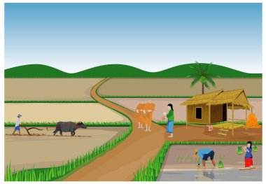Kırsal alanda çalışan çiftçiler
