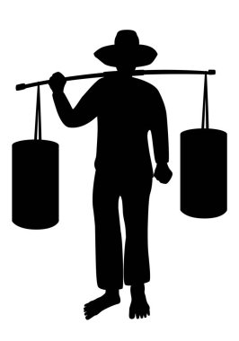 Beyaz üzerine izole edilmiş işçi silueti