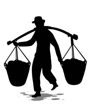 Beyaz üzerine izole edilmiş işçi silueti