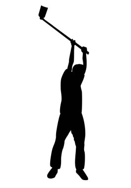 Beyaz üzerine izole edilmiş işçi silueti