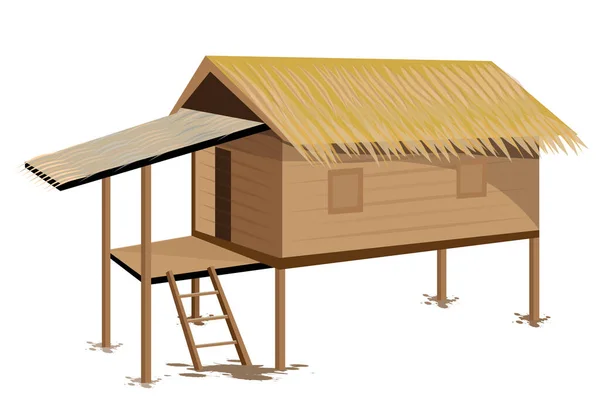 Construction Cabane Paille Sur Fond Blanc — Image vectorielle