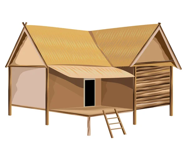 Construction Cabane Paille Sur Fond Blanc — Image vectorielle