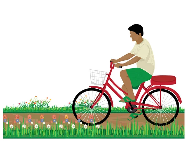 Ciclista Colori Bicicletta Illustrazione Vettoriale — Vettoriale Stock
