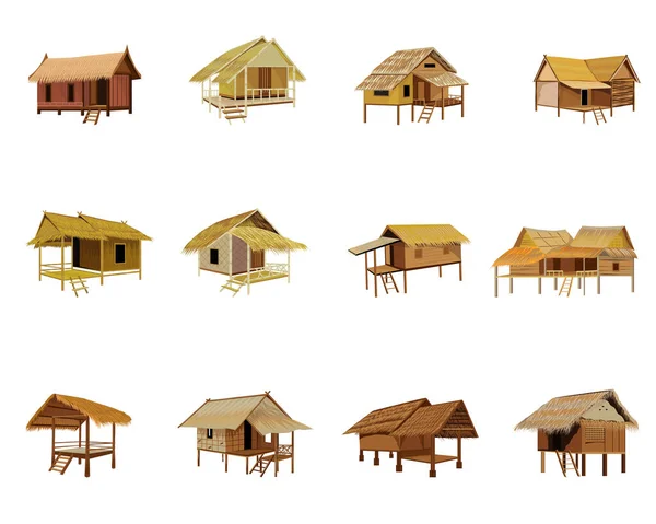 Straw Hut Construction White Background — Stock Vector