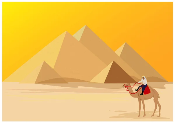 Kamel Sahara Desert Färg Vektor Illustration — Stock vektor