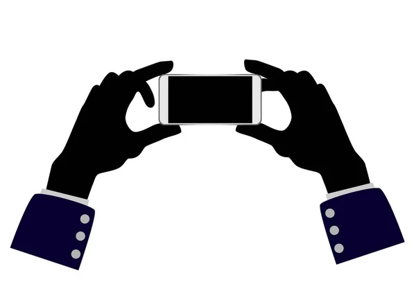Silhouette Hand Shape Take Photo Mobile Phone Vector Design — Stock Vector