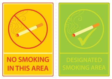 Sigara ve belirlenen içilmeyen alanı yok