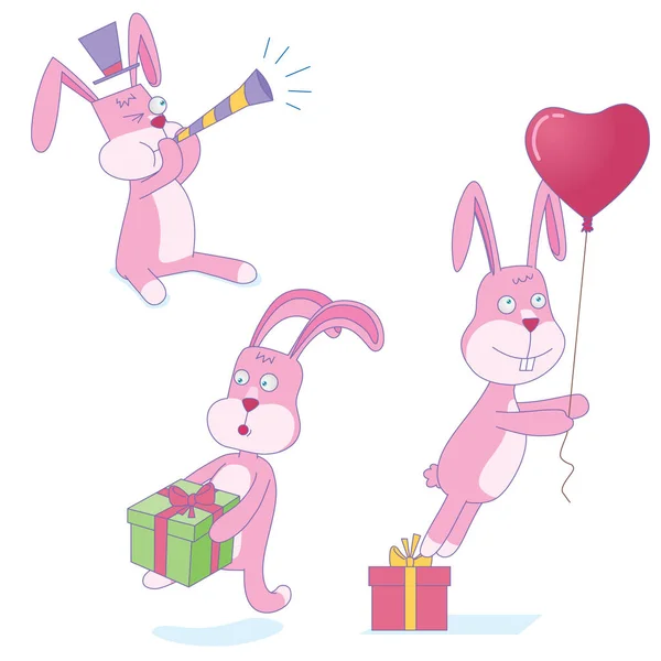 Glada Små Kaniner Gör Firande — Stock vektor