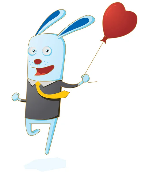 Little Rabbit Running Balloon — Stock Vector