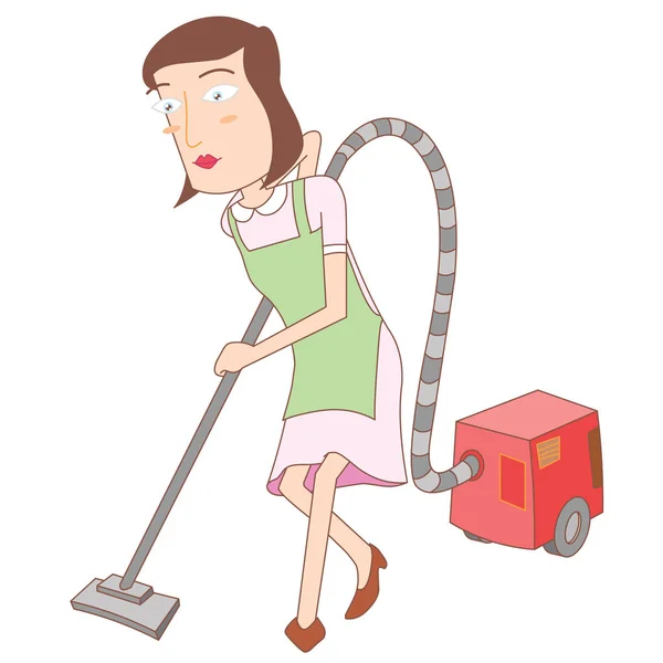 Woman Using Vacuum Cleaner — Stock Vector