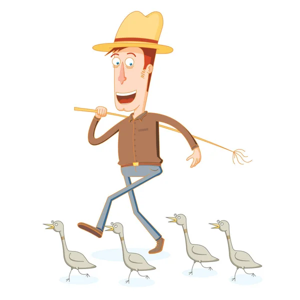 农民和他的鸭战士乐队 — 图库矢量图片