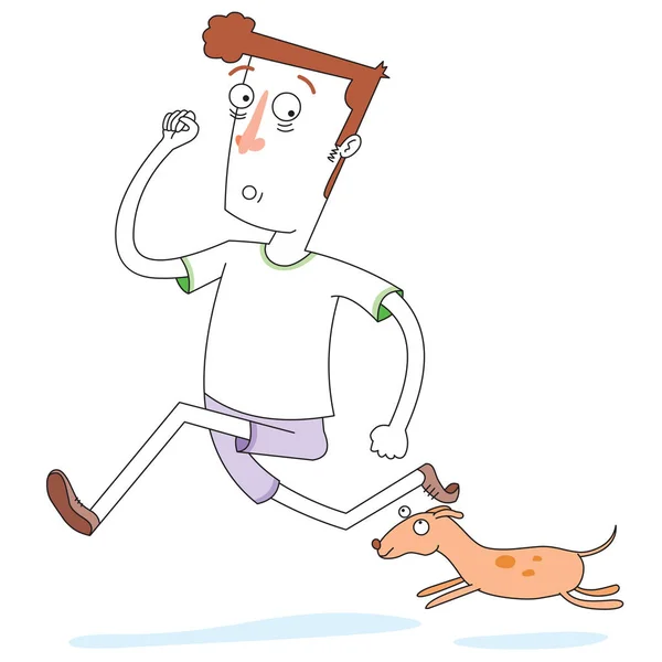 Correr Con Perro Encantador — Vector de stock