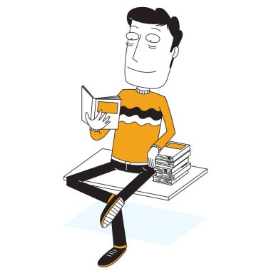 adam bir bankta bir kitap okur