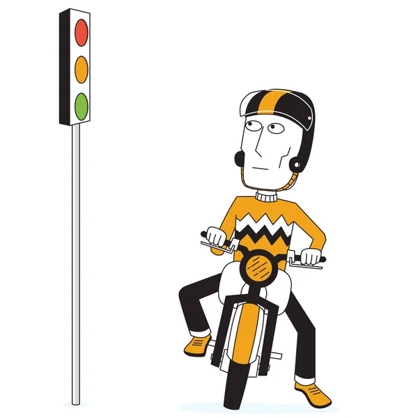 Bisikletçi Trafik Lambası — Stok Vektör