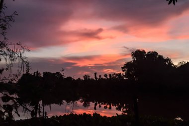 Doğa günbatımı nehir manzarası