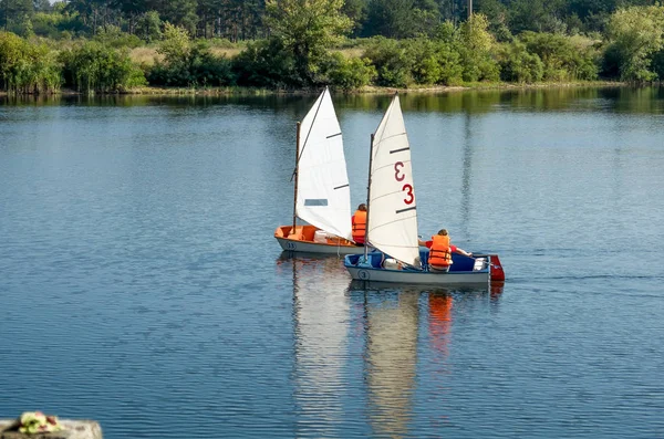 Regata Vela Los Jóvenes Marineros Río — Foto de Stock