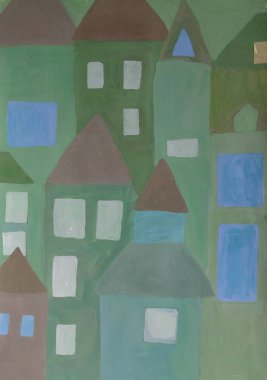 Üzgün evleri. El paintedbhomes