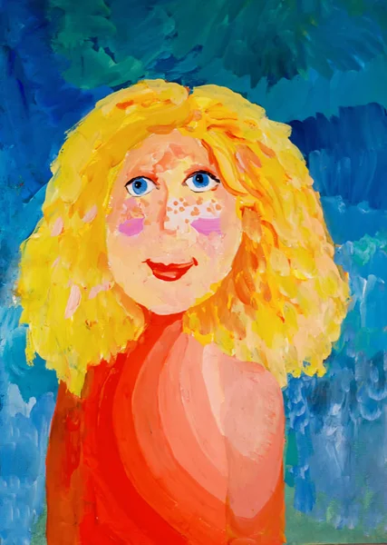 Kız ateş. Suluboya suluboya kız