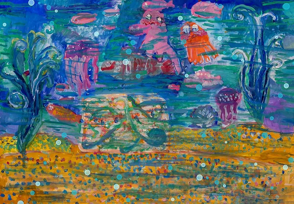 Sualtı dünyasını. Suluboya okyanus sualtı dünya boyalı