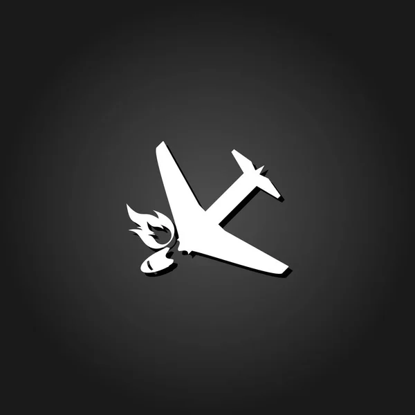 Crash plane icon flat — Stock Vector