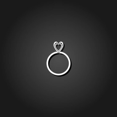 Kalp Yüzük simgesi düz.