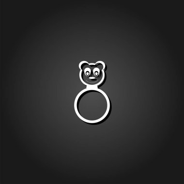 Panda çıngırak simgesi düz.