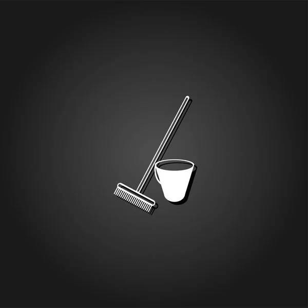 Seau et râteau pour l'icône bac à sable plat . — Image vectorielle