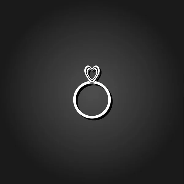 Hart ring pictogram plat. — Stockvector