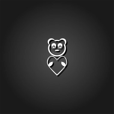 Ayı oyuncak ile kalp simgesi düz.