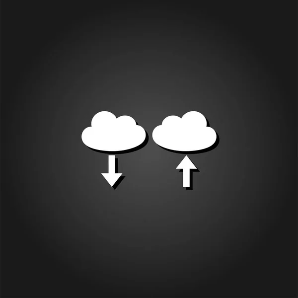 Nube descargar y subir icono plano . — Archivo Imágenes Vectoriales