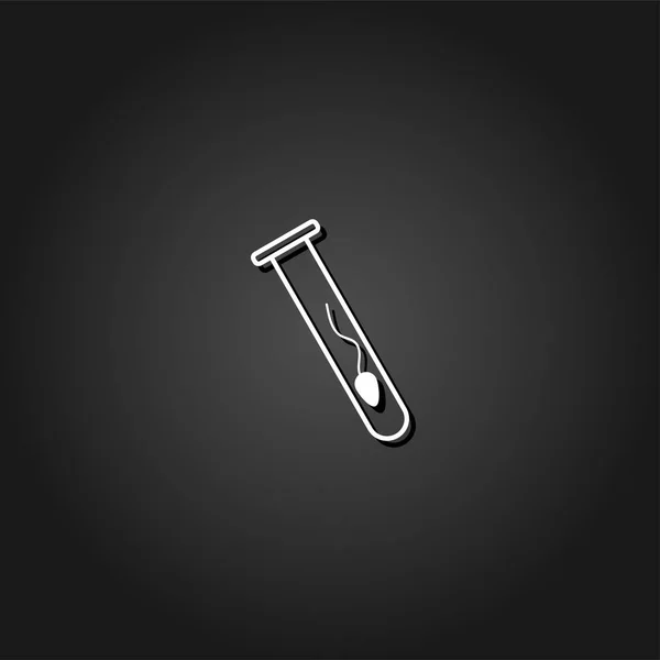 Sperme dans l'icône du tube à essai plat . — Image vectorielle