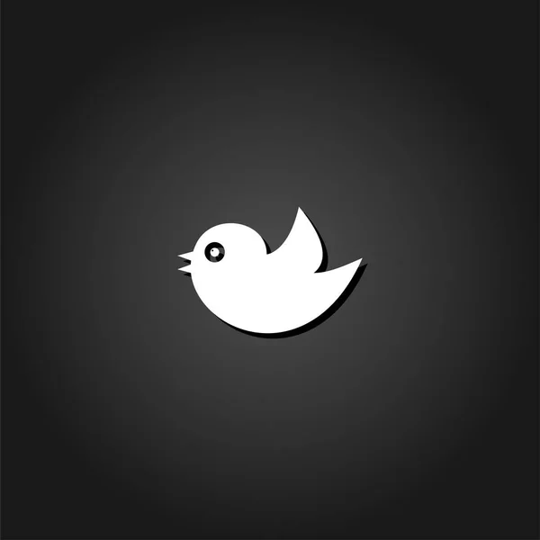 Птичья Икона Плоская Простая Белая Пиктограмма Черном Фоне Тенью Векторная — стоковый вектор