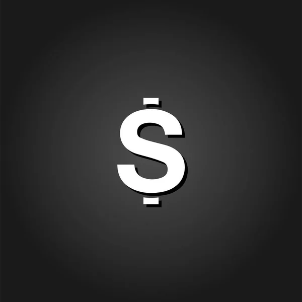 Dollar Usd Geld Pictogram Plat Eenvoudige Wit Pictogram Zwarte Achtergrond — Stockvector
