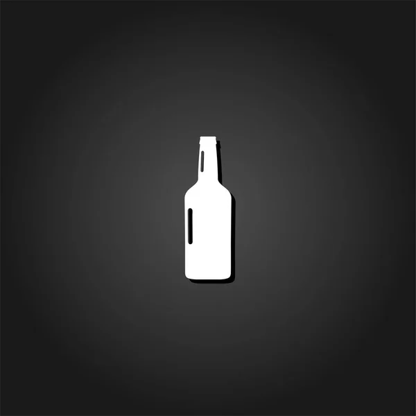 Bier Fles Pictogram Plat Eenvoudige Wit Pictogram Zwarte Achtergrond Met — Stockvector