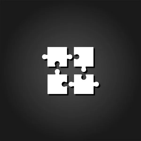 Puzzle Symbol Flach Einfaches Weißes Piktogramm Auf Schwarzem Hintergrund Mit — Stockvektor