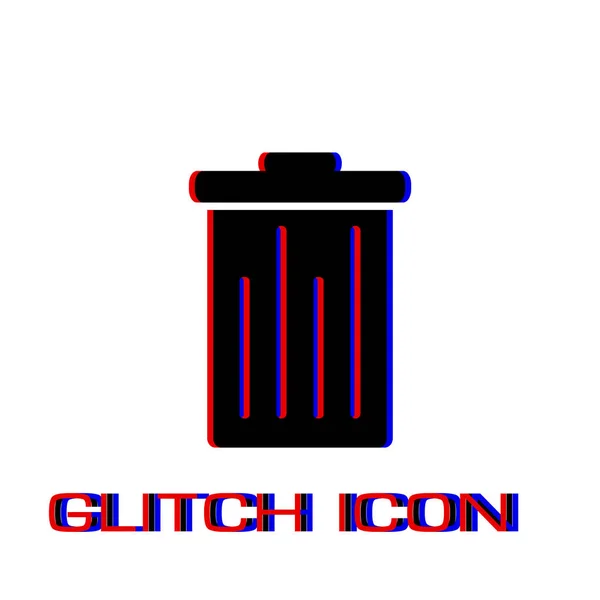 Mülleimer Platt Einfaches Piktogramm Glitch Effekt Vektorillustration Symbol — Stockvektor