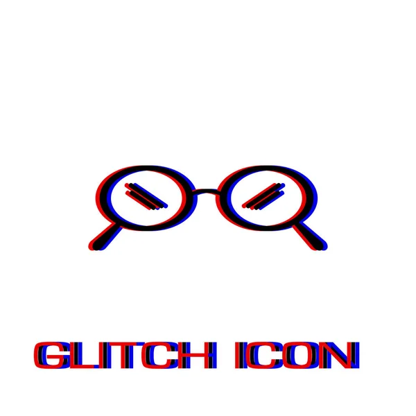 Glasögon Ikonen Platt Enkla Piktogram Glitch Effekt Vektor Illustration Symbol — Stock vektor