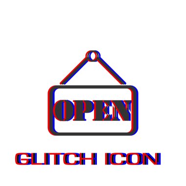 Açık plaka simgesi düz. Basit piktogram - Glitch etkisi. Vektör çizim simgesi