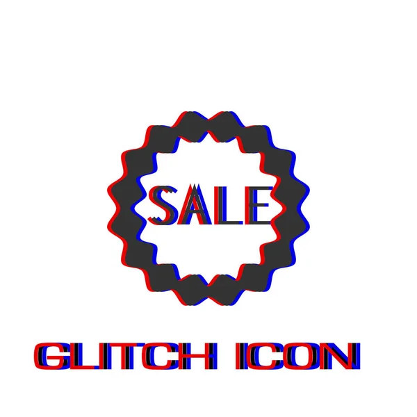 Vente Badge Icône Autocollant Plat Pictogramme Simple Effet Glitch Illustration — Image vectorielle