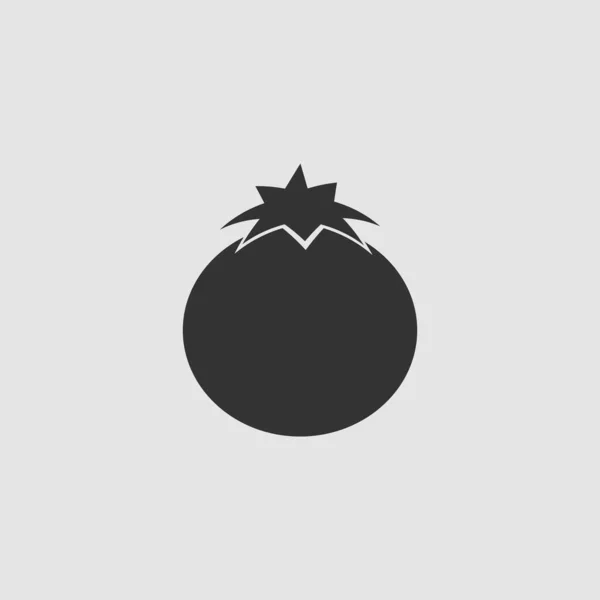Tomato Icon Plat Pictogramă Neagră Fundal Gri Simbolul Ilustrației Vectoriale — Vector de stoc