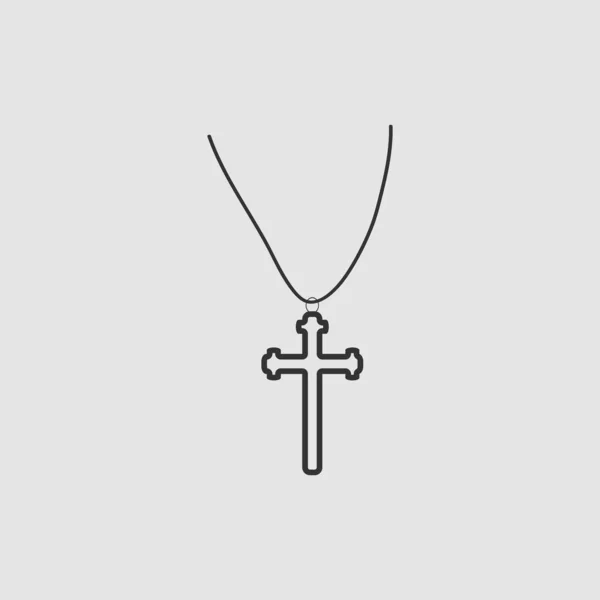 Religión Cruz Icono Plano Pictograma Negro Sobre Fondo Gris Símbolo — Vector de stock