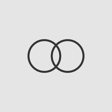 Alyans simgesi düz. Gri arkaplanda siyah resim. Vektör illüstrasyon sembolü