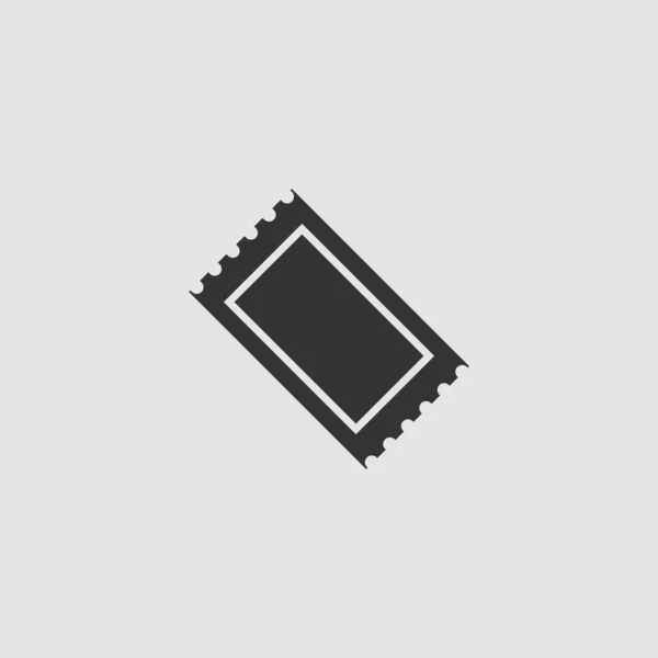 Квиток Значок Плоский Чорна Піктограма Сірому Фоні Векторні Ілюстрації Символ — стоковий вектор