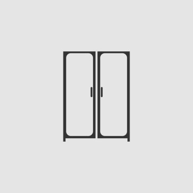 Dolap dolabı ikonu düz. Gri arkaplanda siyah resim. Vektör illüstrasyon sembolü