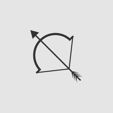 Aşk tanrısı yay simgesi düz. Gri arkaplanda siyah resim. Vektör illüstrasyon sembolü