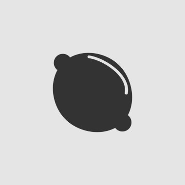 Limon simgesi düz. Gri arkaplanda siyah resim. Vektör illüstrasyon sembolü