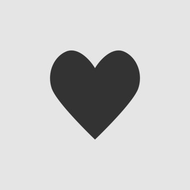 Kalp ikonu simgesi düz. Gri arkaplanda siyah resim. Vektör illüstrasyon sembolü